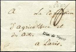 Let OBLITERATIONS PAR DEPARTEMENTS - Let  25/DROME MP 25/NYONS Et Cursive Dist. De Nyons Sur LAC De L'An III, TB, RR - 1849-1876: Période Classique