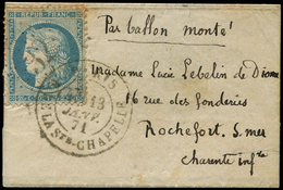 Let BALLONS MONTES - Let  N°37 Obl. Etoile 32 Et Càd R. De La Ste Chapelle 13/1/71 S. Une Très Petite LSC, Arr. ROCHEFOR - Guerre De 1870