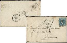 Let Guerre De 1870 - Let   N°29 Obl. GC 2145 S. Env., Càd T16 LYON 13/3/71, TAXE ALLEMANDE Et Tampon 2, Arr. Abbeville,  - Guerre De 1870