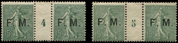 FRANCHISE MILITAIRE -  3    15c. Vert-olive, 2 PAIRES Mill.4 * Et 5 **, TB - Timbres De Franchise Militaire