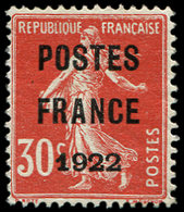 (*) PREOBLITERES - (*)  38  30c. Rouge, POSTES FRANCE 1922, TB - 1893-1947