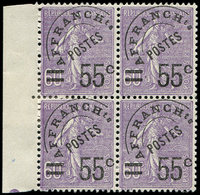 ** PREOBLITERES - **   47  Semeuse Lignée, 55c. S. 60c. Violet, BLOC De 4 Bdf, TB - 1893-1947