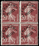 ** PREOBLITERES - **   54  Semeuse Camée, 20c. Brun-lilas, BLOC De 4, 2 Ex. *, TB - 1893-1947