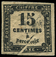 TAXE -  3   15c. Noir, PLI ACCORDEON, Obl., Pelurage, Sinon TB - 1859-1959 Neufs