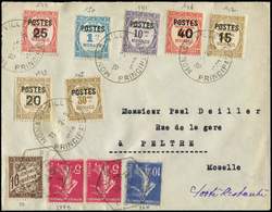 Let TAXE - Let  29  10c. Brun + Poste N°278B (2) Et 279 Utilisés Comme  Obl. PELTRE 20/6/38 S. Env. Affie Monaco N°141/4 - 1859-1959 Neufs