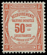 ** TAXE - **   47  50c. Rouge, Inf. Craquelure De Gomme D'origine, TB - 1859-1959 Neufs