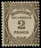 ** TAXE - **   62   2f. Sépia, Infime Adh., Sinon TB - 1859-1959 Neufs