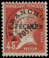 * COURS D'INSTRUCTION - *    Préo 67-CI 1 Pasteur, 45c. Rouge, Surchargé SPECIMEN, TB - Cours D'Instruction