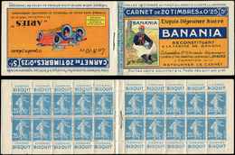 CARNETS (N°Cérès Jusqu'en1964) -  38   Semeuse Camée, 25c. Bleu, N°140B, T II, S. 78 C, BANANIA/ARIES, TTB - Autres & Non Classés