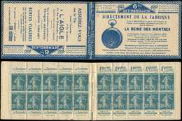 CARNETS (N°Cérès Jusqu'en1964) -  54   Semeuse Camée, 30c. Bleu, N°192A, T IIB, S. 91 A, REINE Des MONTRES/L'AIGLE, Amor - Autres & Non Classés