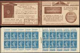 CARNETS (N°Cérès Jusqu'en1964) -  56   Semeuse Camée, 30c. Bleu, N°192A, T IIB, S. 100 A, L'ALBUM De La GUERRE/BLANCHON, - Autres & Non Classés