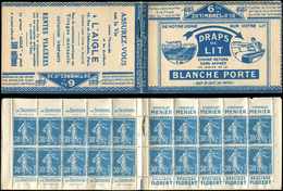 CARNETS (N°Cérès Jusqu'en1964) -  56   Semeuse Camée, 30c. Bleu, N°192A, T IIB, S. 99, BLANCHE PORTE, TB - Autres & Non Classés