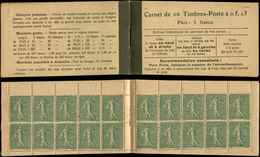 CARNETS (N°Cérès Jusqu'en1964) -  70   Semeuse Lignée, 15c. Vert Olive, N°130D, T V, Papier GC, Grain Dans Le Papier Sur - Autres & Non Classés