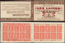 CARNETS (N°Cérès Jusqu'en1964) -  77   Semeuse Lignée, 50c. Rouge, N°199A, T I, S. 131, LES LAINES PFN, S.a., Pet. Déf. - Autres & Non Classés