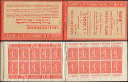 CARNETS (N°Cérès Jusqu'en1964) -  80   Semeuse Lignée, 50c. Rouge, N°199A, T I, S. 142 SA-A, L'AIGLE, Bas De Feuille, TT - Autres & Non Classés