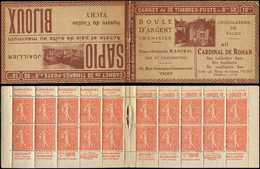 CARNETS (N°Cérès Jusqu'en1964) -  108  Semeuse Lignée, 50c. Rouge, N°199B, T IIB, S. Vichy II-A, SAPIO BIJOUX, Infimes D - Autres & Non Classés