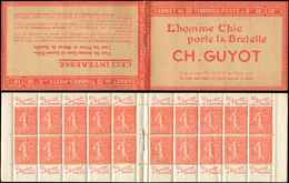 CARNETS (N°Cérès Jusqu'en1964) -  113  Semeuse Lignée, 50c. Rouge, N°199B, T IIB, S. 150, CH. GUYOT, TB - Autres & Non Classés