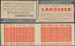 CARNETS (N°Cérès Jusqu'en1964) -  126  Semeuse Lignée, 50c. Rouge, N°199D, T IV, S. 237-B, LAROUSSE, N°83453, Superbe - Autres & Non Classés