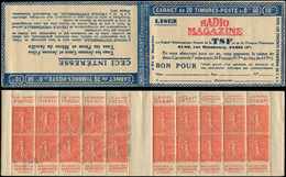 CARNETS (N°Cérès Jusqu'en1964) -  132  Semeuse Lignée, 50c. Rouge, N°199D, T IV, S. 179, RADIO MAGAZINE, Fraîcheur Posta - Autres & Non Classés