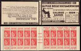 CARNETS (N°Cérès Jusqu'en1964) -  188  Paix, 50c. Rouge, N°283A, T IIA, S. 355, GALERIES BARBES, Daté 3/5/35, N°44845, T - Autres & Non Classés