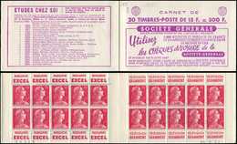 CARNETS (N°Cérès Jusqu'en1964) -  289  Muller, 15f. Rose, N°1011, S. 4-57, SOCIETE GENERALE, N°31741, Daté 21/2/57 (part - Autres & Non Classés