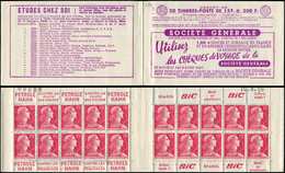 CARNETS (N°Cérès Jusqu'en1964) -  296  Muller, 15f. Rose, N°1011, S. 5-56, SOCIETE GENERALE, N°( )0008, Daté 10/5/55 (pa - Autres & Non Classés