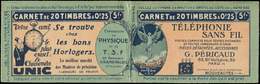 CARNETS (N°Cérès Jusqu'en1964) -  Couvertures De Carnets 140  S. 40, TELEPHONIE SANS FIL/UNIC, R Et TB - Autres & Non Classés