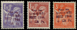 TIMBRES DE LIBERATION -  BREST Iris, 3 Valeurs Différentes Avec 1ère Surcharge, **, * Et (*), TB - Libération