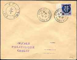 Let TIMBRES DE LIBERATION - Let  CHOLET 27 : +50 Sur 1f50 Bleu, Obl. S. Env. 31/8/44, TB, Signé Mayer - Libération