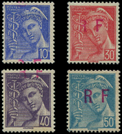 * TIMBRES DE LIBERATION - *    NIORT Mercure, 10c., 30c., 40c. Et 50c., Surch. T II, TB, Signés - Libération