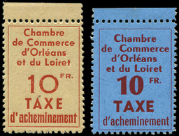 ** Spécialités Diverses - **   TIMBRES DE GREVE, ORLEANS 2/3 : 10f. Rouge-brun Sur Bleu Et 10f. Rouge Brique Sur Jaune,  - Autres & Non Classés