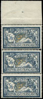 ** VARIETES - **   123   Merson,  5f. Bleu Et Chamois, BANDE Verticale De 3 Bdf, Un Ex. DOUBLE Piquage, Bon Centrage, R  - Neufs