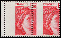 ** VARIETES - **   1974   Sabine, 1,20 Rouge, PIQUAGE à CHEVAL, PAIRE, Petit Bdf, TB - Neufs