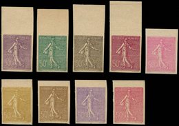 (*) ESSAIS DE COULEURS NON DENTELES - (*)  199   Semeuse Lignée, 50c. Rouge, Série De 9 ESSAIS De COULEUR Différents, Ha - Autres & Non Classés