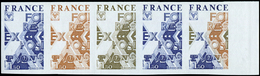 ** ESSAIS DE COULEURS NON DENTELES - **   1909   Foires Expositions, BANDE De 5 ESSAIS De COULEUR NON DENTELES Bdf, TB - Autres & Non Classés