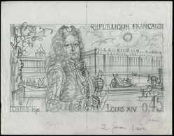 EPREUVES D'ARTISTES ET D'ATELIER -  1656   Louis XIV, Maquette Au Crayon Noir, Format 27 X 21, Signée Decaris, TB - Epreuves D'artistes