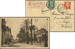 Let LETTRES DU XXe SIECLE - Let  N°174 + 248 Obl. HYERES 2/12/27 S. CP Rec. (5 Mots) Pour La Belgique, TB - Storia Postale