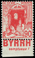 ** **   ALGERIE 137Aa : 90c. Rouge, Bande Pub BYRRH, TB - Autres & Non Classés