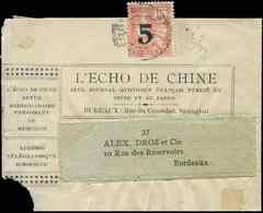 Let Let  CHINE 34 : 5 Sur 15c. Vermillon Obl. Shanghai S. Bande De L'ECHO De CHINE, TB - Autres & Non Classés