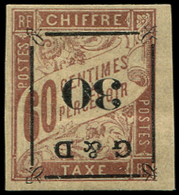 * *    GUADELOUPE Taxe 13b : 30 S. 60c. Brun S. Chamois, Surch. Type A RENVERSEE, TB. C Et Br - Autres & Non Classés