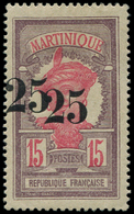 * *    MARTINIQUE 85b : 25 S. 15c. Violet Et Brun, DOUBLE Surcharge, TB - Autres & Non Classés