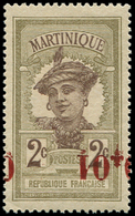 ** **   MARTINIQUE 105 : 0,01 S. 2c., Surcharge RENVERSEE à Cheval, R, TB, Cote Maury. Br - Autres & Non Classés