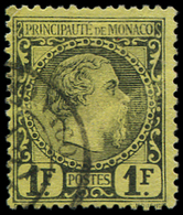 MONACO 9 : 1f. Noir Sur Jaune, Charles III, Obl. Càd, TB - Marcophilie