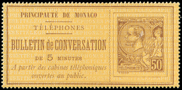 (*) (*)  MONACO Téléphone 1 : 50c. Brun Sur Jaune-or, TB. C - Téléphone