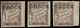 (*) (*)  OBOCK Taxe 16/18 : 1f., 2f. Et 5f. Marron, Gomme Coulée, Sinon TB - Other & Unclassified