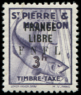 * *    SAINT PIERRE ET MIQUELON Taxe 66 : 3f. Violet, FRANCE LIBRE, Gomme Légèrement Coulée, Sinon TB - Timbres-taxe