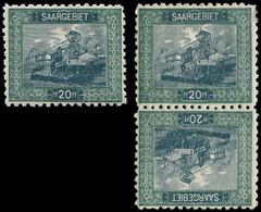 * *    SARRE 55a : 20pf. Vert Et Vert Bleu, Dent. 10 1/2 + Tête Bêche Du N°55a, TB - Neufs