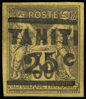 (*) (*)  TAHITI 3 : 25c. Sur 35c. Violet-noir Sur Jaune, TB. Br - Autres & Non Classés