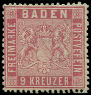 * *    ALLEMAGNE (ANCIENS ETATS) BADE 12 : 9k. Rose, TB - Autres & Non Classés