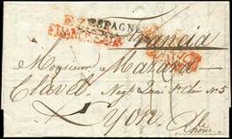 Let Let  GIBRALTAR MP ESPAGNE PAR BAYONNE S. LAC De Gibraltar De 1821 Pour Lyon, TB - Gibraltar